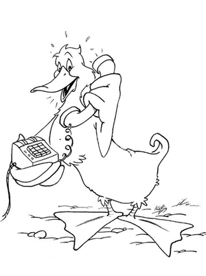 Duck talking on the telephone Coloring Page