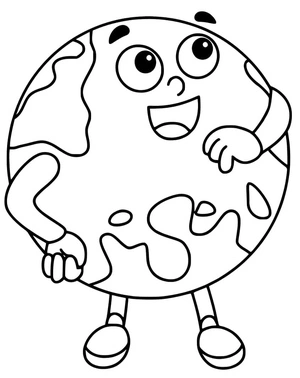 Cartoon Earth for Earth Day Coloring Page