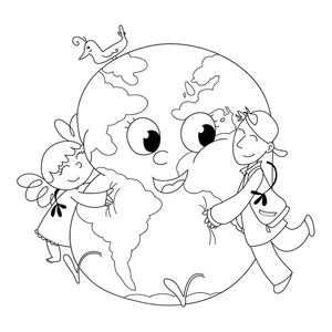 Earth Embrace Coloring Page