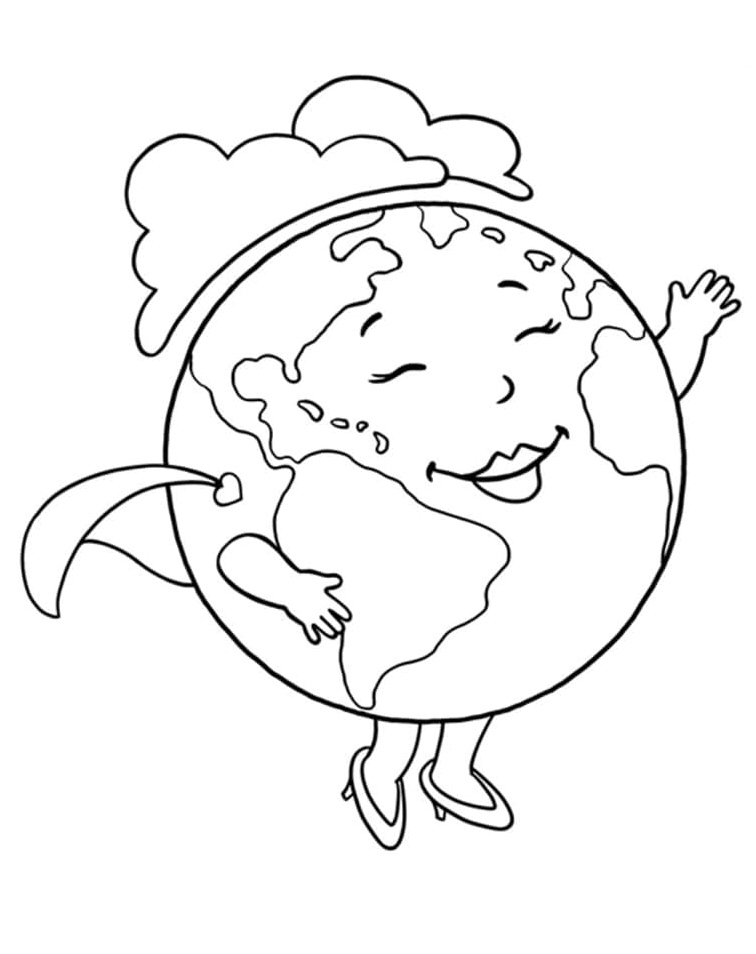 Lovely Earth for Earth Day Coloring Page
