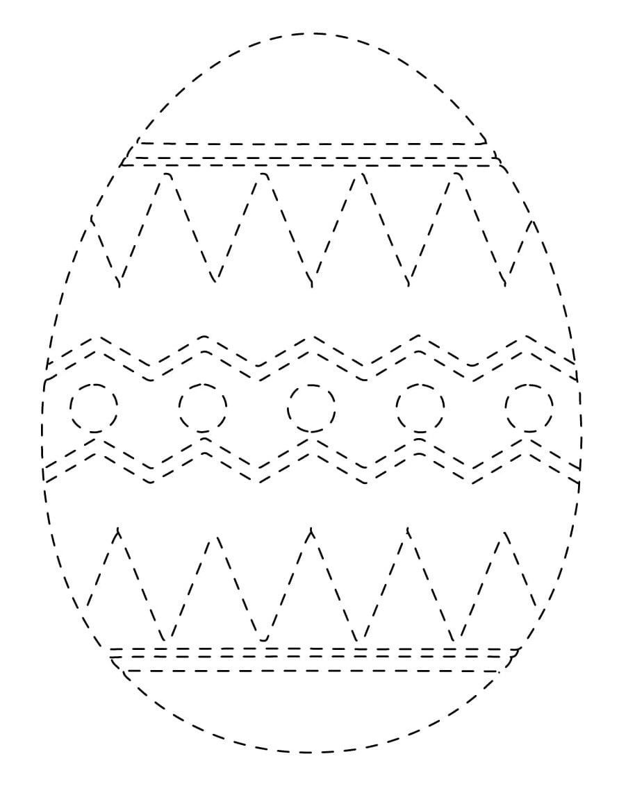 Easter Egg Tracing Activity Page Coloring Page