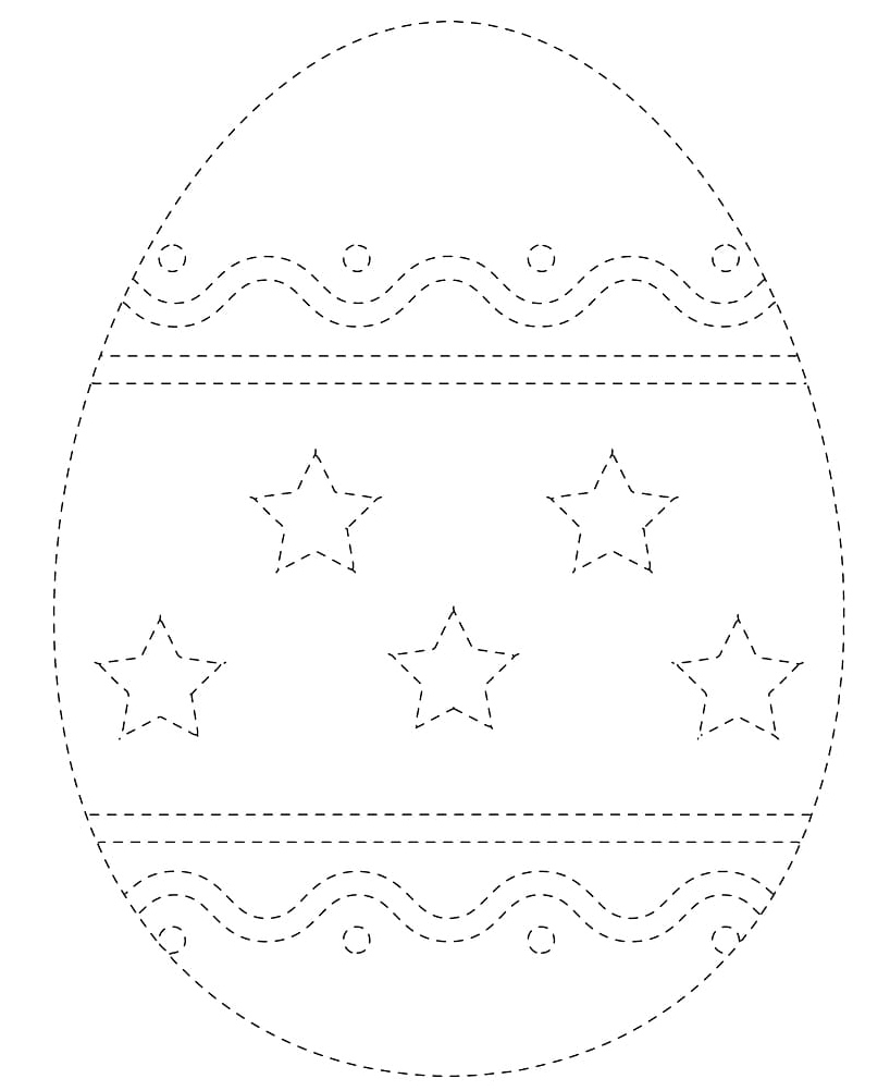 Simple Easter Egg Tracing Coloring Page