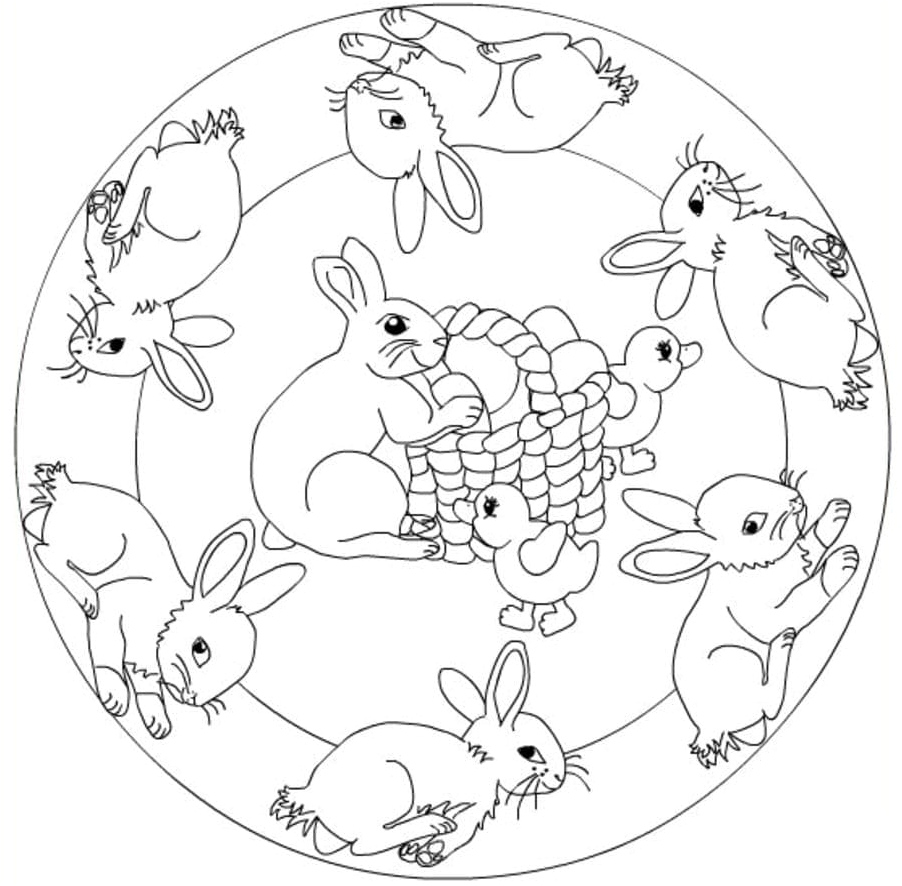 Adorable Easter Mandala Coloring Page