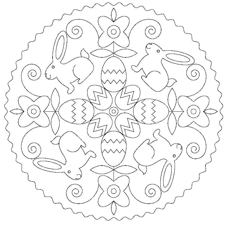 Design of Easter Mandala, but avoid labeling it as a Coloring Page Coloring Page