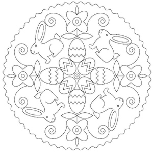 Design of Easter Mandala, but avoid labeling it as a Coloring Page
