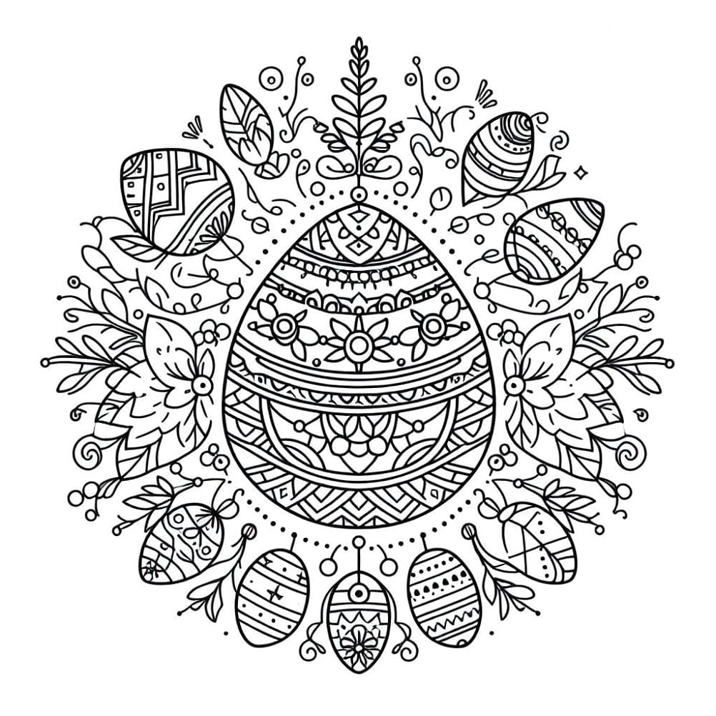 Easter Mandala Delight Coloring Page