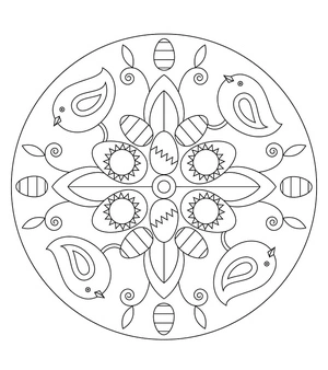 Mandala of Birds for Easter Coloring Page