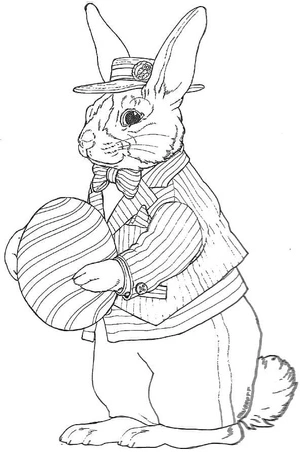 Bunny Ready for Celebration Coloring Page