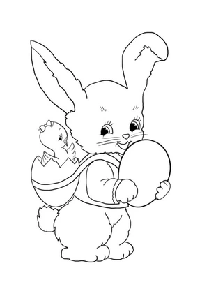 Easter Bunny and Chick Coloring Page