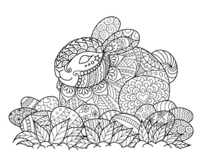 Easter Bunny Mandala with Eggs Coloring Page