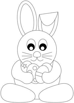 Easter Bunny with Four Colorful Eggs