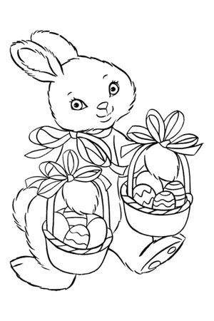 Easter Eggs in Two Baskets Coloring Page