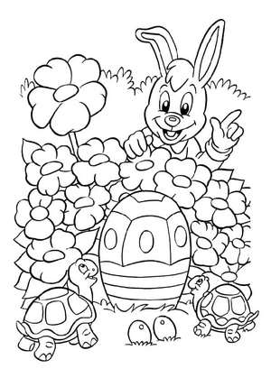 "Rabbit and the Turtles Discover Their Chosen Egg" Coloring Page