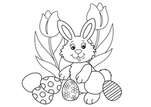 Tulips Hide Easter Eggs Coloring Page