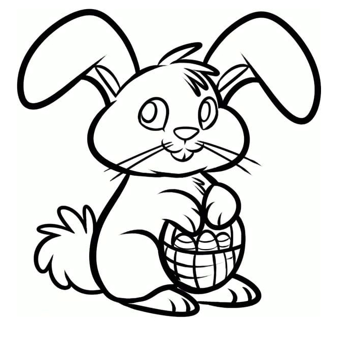 Easter Bunny carrying an Easter Basket Coloring Page