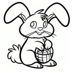 Easter Bunny carrying an Easter Basket Coloring Page
