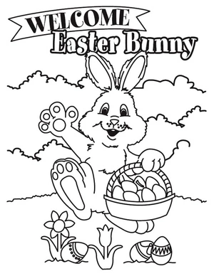 Easter Bunny Welcomes You Coloring Page