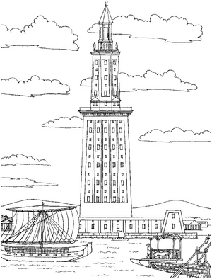 Alexandria's Lighthouse Coloring Page