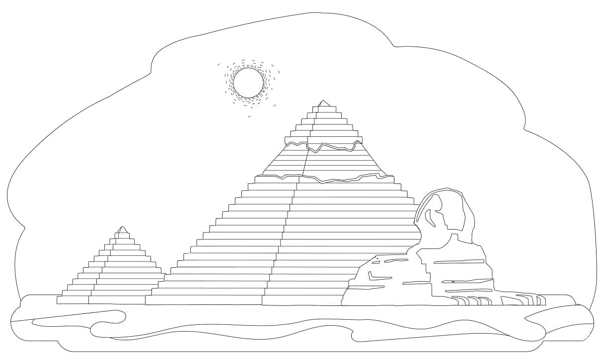 Ancient Wonder: The Great Pyramid of Giza Coloring Page