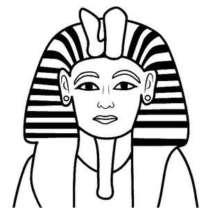 Tutankhamun, the king on a coloring page