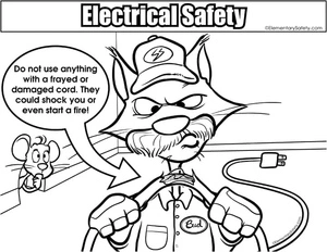 Damaged Cord - Electrical Safety Coloring Page