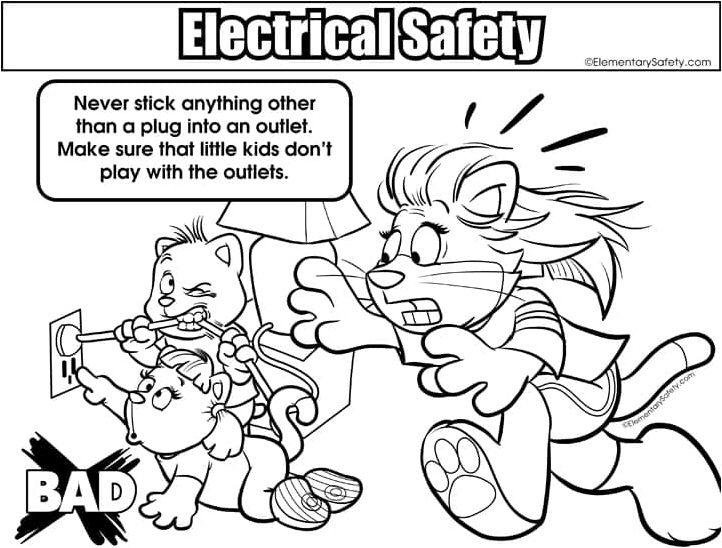 Kids Power Outlets Coloring Page for Electrical Safety Coloring Page