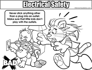 Kids Power Outlets Coloring Page for Electrical Safety