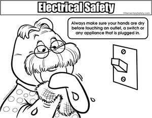 Power Outlet Electrical Safety Coloring Page