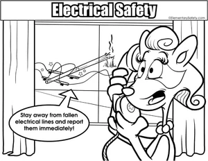 Safety Precautions for Downed Power Lines Coloring Page