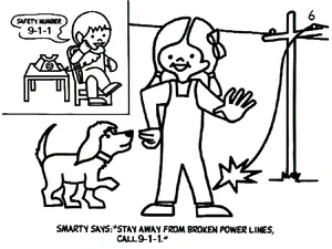 Safety Tips for Dealing with Broken Power Lines Coloring Page