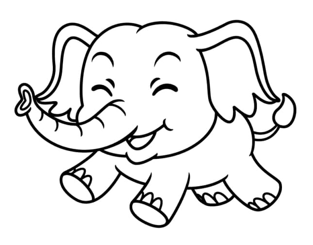 Free Printable Coloring Page of a Cute Baby Elephant Coloring Page
