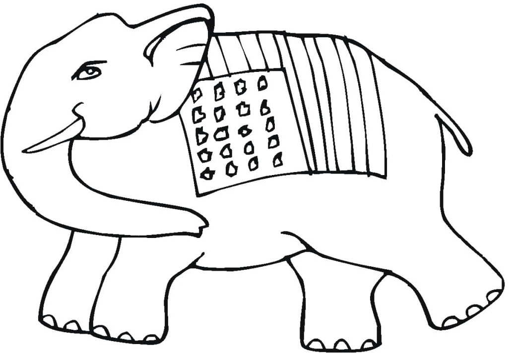 Printable Elephant Design Coloring Page