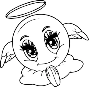 Emoji Angel Coloring Page
