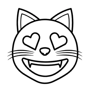 Emoji of a Grinning Cat with Heart Eyes Coloring Page