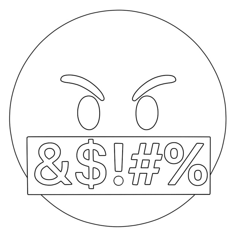 Emoji with Symbols on Mouth Face Coloring Page