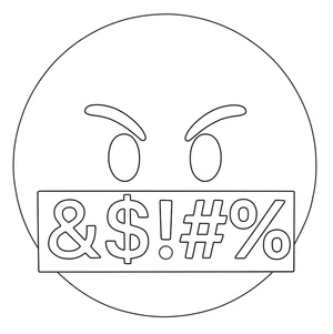 Emoji with Symbols on Mouth Face Coloring Page
