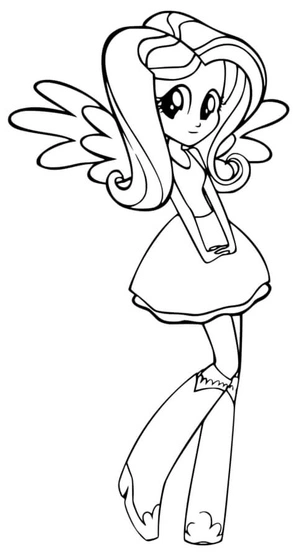 Shy Flutter Girl Coloring Page