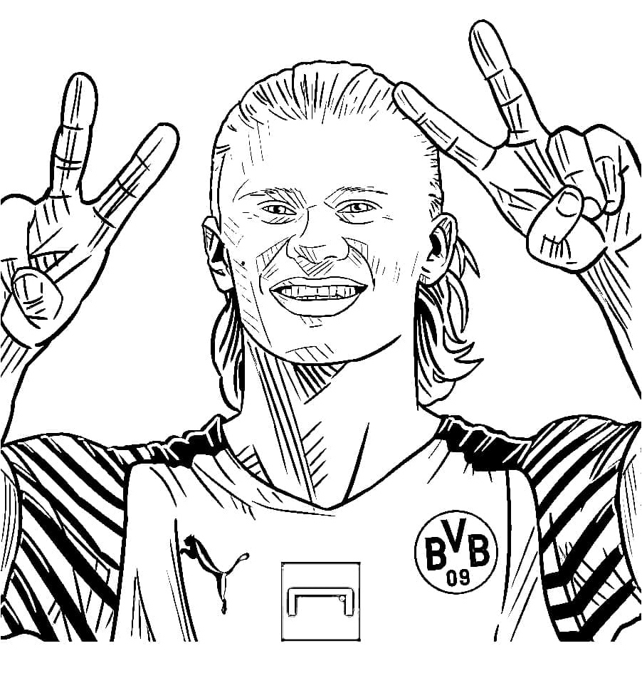 Happy Erling Haaland Coloring Page