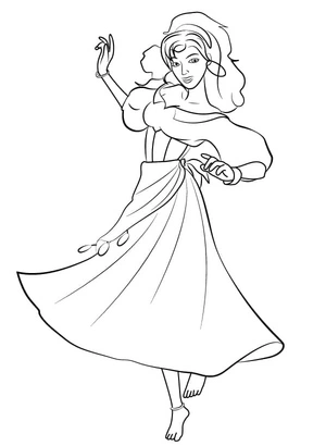 Esmeralda Dancing Coloring Page