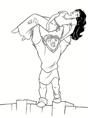 Quasimodo and Esmeralda - Coloring Page