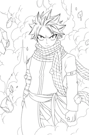Natsu Dragneel from the anime "Fairy Tail" Coloring Page