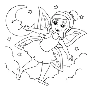 Enchanting Tiny Flying Fairy Coloring Page