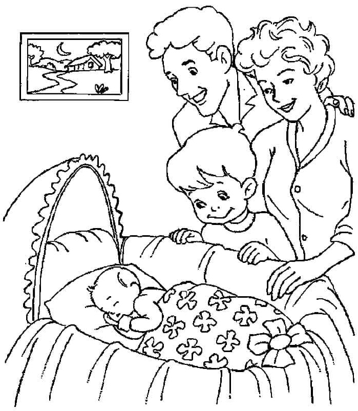 Parents and Infant Coloring Page
