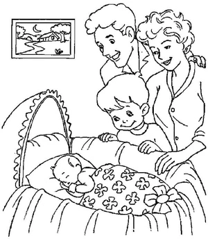 Parents and Infant Coloring Page