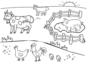 Adorable Tiny Farm Animals Coloring Page