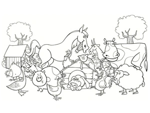 Amusing Barnyard Creatures Coloring Page