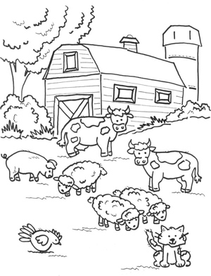 Coloring Page of Farm Animals