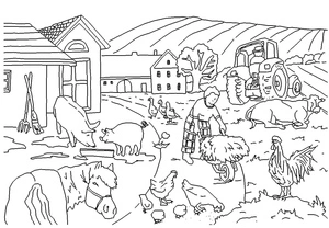 Farm Scene Coloring Page Coloring Page