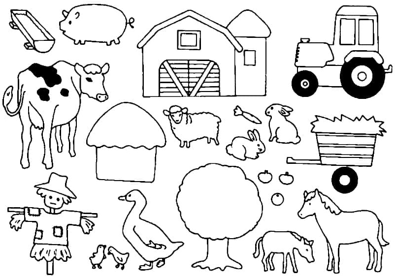 Simple Farmyard Coloring Page