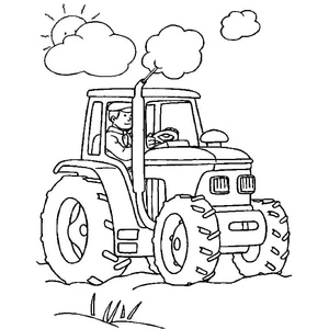 Tractor on the Farm Coloring Page
